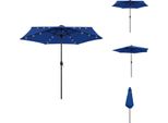 Vidaxl Ombrellone Con Luci Led E Palo In Alluminio 270 Cm Azzurro - Ombrelloni E Tende Da Sole