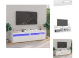Vidaxl Mobili Tv 2 Pezzi Con Luci Led Bianco Lucido 75X35X40 Cm - Mobili Tv