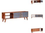 Vidaxl Mobile Tv Grigio 140X30X45 Cm In Legno Massiccio Di Palissandro - Mobili Tv