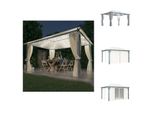 Vidaxl Padiglione Con Tende E Luci Led 400X300 Cm In Alluminio Color Crema - Padiglioni E Tendoni Per Feste