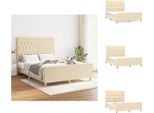 Vidaxl Struttura Letto Con Testiera In Tessuto Crema 140X190 Cm - Letti E Strutture Letto
