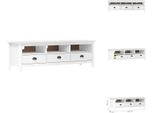 Vidaxl Mobile Tv Hill White 158X40X47 Cm In Legno Di Pino Massiccio - Mobili Tv