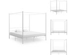 Vidaxl Letto A Baldacchino In Metallo Bianco 180X200 Cm - Letti & Reti