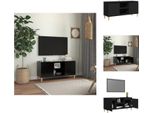 Mobile Tv Vidaxl Con Gambe In Legno Massiccio Nero 103,5X35X50 Cm - Mobili Tv