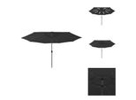 Vidaxl Ombrellone Con Luci Led E Palo In Metallo 400 Cm Nero - Ombrelloni E Tende Da Sole