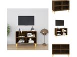 Mobile Tv Vidaxl Con Gambe In Legno Massiccio Rovere Fumé 69,5X30X50 Cm - Mobili Tv
