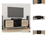Mobile Tv Vidaxl Nero 105X30X40 Cm Legno Massiccio Pino Rattan Naturale - Mobili Tv