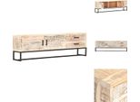 Mobile Tv Vidaxl Bianco 140 × 30 × 45 Cm In Legno Massiccio Di Acacia - Mobili Tv