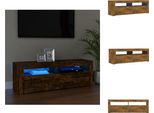 Mobile Tv Vidaxl Con Luci Led In Rovere Fumé 120X35X40 Cm - Mobili Tv