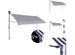 Vidaxl Tenda Da Sole Retrattile A Comando Manuale Con Led 400 Cm Blu E Bianco - Tende Da Sole