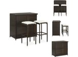 Vidaxl Set Da Bar 3 Pz. Set Da Bar In Rattan Marrone - Gruppi Da Pranzo