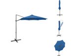 Vidaxl Ombrellone A Semaforo Con Asta E Led Azzurro 300 Cm - Ombrelloni E Tende Da Sole