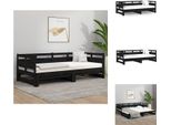 Vidaxl Letto Da Giorno Allungabile In Pino Massiccio Nero 2X(90X190) Cm - Letti E Strutture Letto