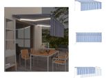 Vidaxl Tenda Da Sole Manuale A Scomparsa Con Tenda A Rullo Led 4,5X3M Blu E Bianco - Tende Da Sole