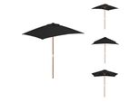 Vidaxl Ombrellone Con Palo In Legno Nero 150X200 Cm - Ombrelloni E Tende Da Sole