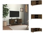 Mobile Tv Vidaxl Con Gambe In Legno Massiccio Rovere Fumé 103,5X35X50 Cm - Mobili Tv