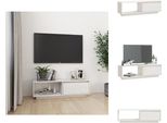 Mobile Tv Vidaxl Bianco 110X30X33,5 Cm In Legno Di Pino Massiccio - Mobili Tv