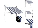 Vidaxl Tenda Da Sole Retrattile A Comando Manuale Con Led 150 Cm Blu E Bianco - Tende Da Sole