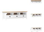 Vidaxl Mobile Tv Hill White 158X40X47 Cm In Legno Di Pino Massiccio - Mobili Tv