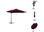 Vidaxl Ombrello Ampel Con Palo E Illuminazione A Led Rosso Bordeaux 300 Cm - Ombrelloni E Tende Da Sole