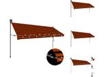 Vidaxl Tenda Da Sole Retrattile A Comando Manuale Con Led 400 Cm Arancione Marrone - Tende Da Sole