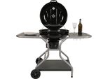 Carrello Per Barbecue HWC-N16, Barbecue A Carbonella Barbecue Da Giardino Con Coperchio Tre Ripiani, Acciaio Smaltato 143X131X66Cm Nero