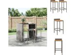 Vidaxl Sgabello Da Bar 2 Pz. Poli Rattan Grigio E Legno Massiccio Di Acacia - Sgabello Da Bar