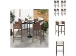 Vidaxl Sgabelli Da Bar 4 Pezzi Con Cuscino In Poly Rattan Marrone - Sedie Da Giardino