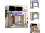 Vidaxl Scrivania Con Led Grigio Cemento 97X45X90 Cm Materiale A Base Di Legno - Scrivanie