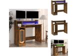 Vidaxl Scrivania Con Led In Rovere Fumé 97X45X90 Cm Materiale A Base Di Legno - Scrivanie