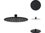 Vidaxl Soffione Doccia A Pioggia In Acciaio Inox 20 Cm Rotondo Nero - Soffioni Doccia