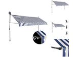 Vidaxl Tenda Da Sole Retrattile A Comando Manuale Con Led 350 Cm Blu E Bianco - Tende Da Sole