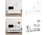 Vidaxl Set Di Mobili Tv 4 Pezzi In Legno Bianco - Set Di Mobili Tv - Mobile Tv - Mobile Tv - Parete Tv