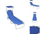 Vidaxl Lettino Pieghevole Con Protezione Solare In Alluminio Blu - Lettini Prendisole