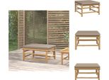 Vidaxl Sgabello Da Giardino Con Cuscino Taupe In Bambù - Elementi Di Divano Da Giardino