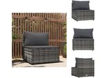 Vidaxl Divano Da Centro Giardino Con Cuscini In Poly Rattan Grigio - Divani Da Giardino