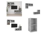 Vidaxl Mobili Tv A Parete 4 Pz. Materiale A Base Di Legno Grigio Cemento - Mobile Tv - Mobili Tv - Mobile Tv Sospeso - Mobili Tv Sospesi