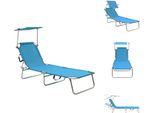 Vidaxl Lettino Pieghevole Con Protezione Solare In Alluminio Blu - Lettini Prendisole