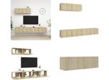 Vidaxl Mobili Tv 3 Pezzi In Legno Di Quercia Sonoma - Mobile Tv - Mobili Tv - Mobili Tv Sospesi - Mobili Tv Sospesi