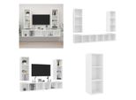 Vidaxl Mobili Tv A Parete 4 Pz. Legno Ingegnerizzato Bianco - Mobile Tv - Mobiletti Tv - Mobile Tv Sospeso - Mobiletti Tv Sospesi