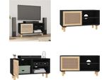 Vidaxl Mobile Tv Nero 80X30X40 Cm In Legno Massiccio Di Pino Naturale Rattan - Mobile Tv - Mobile Tv - Mobile Tv - Porta Tv