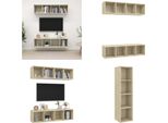 Vidaxl Mobili Tv A Parete 2 Pezzi In Legno Di Quercia Sonoma - Mobile Tv - Mobili Tv - Mobili Tv Sospesi - Mobili Tv Sospesi