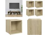 Vidaxl Mobili Tv 4 Pezzi Rovere Sonoma 37X35X37 Cm Materiale A Base Di Legno - Mobile Tv - Mobili Tv - Mobili Tv - Mobiletto Tv