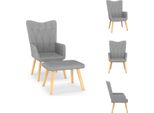 Vidaxl Poltrona Relax Con Sgabello In Tessuto Grigio Chiaro - Poltrona