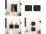 Vidaxl Mobili Tv A Parete 2 Pz. Nero 30,5X30X30 Cm - Mobile Tv - Mobili Tv - Mobile Tv - Mobili Tv