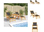 Vidaxl Sdraio Da Giardino 2 Pz. Legno Massiccio Di Acacia E Textilene - Lettini Prendisole