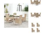 Vidaxl Set Da Pranzo Da Giardino 5 Pezzi Con Cuscini Beige Poly Rattan - Sedie Da Giardino