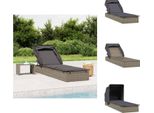 Vidaxl Lettino Da Sole Con Tetto Pieghevole Grigio 213X63X97 Cm In Poly Rattan - Lettini Da Sole