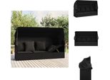 Vidaxl Lettino Da Esterno Con Tetto E Cuscini In Poly Rattan Nero - Lettini Prendisole