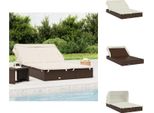 Vidaxl Lettino 2 Persone Con Tetto Marrone 213X118X97 In Poly Rattan - Lettini Prendisole
